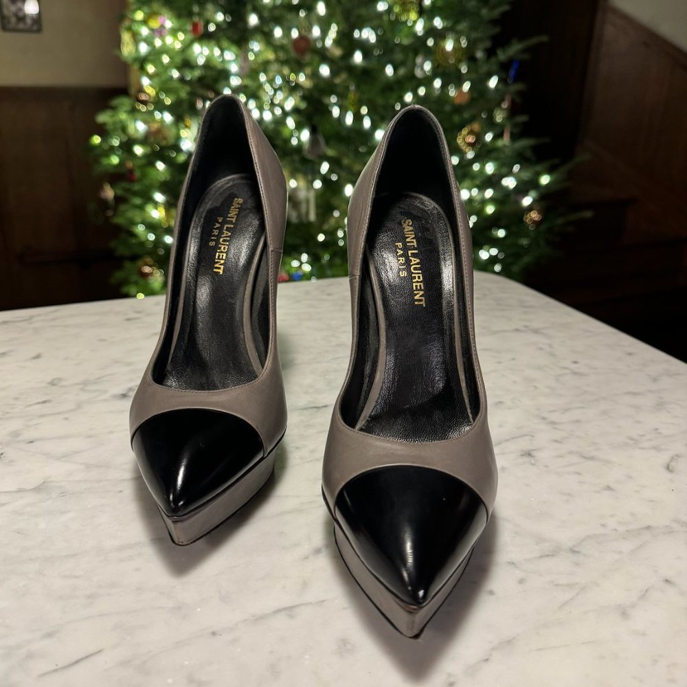SAINT LAURENT PARIS Patent Leather Janis 105 Platform Sz 38